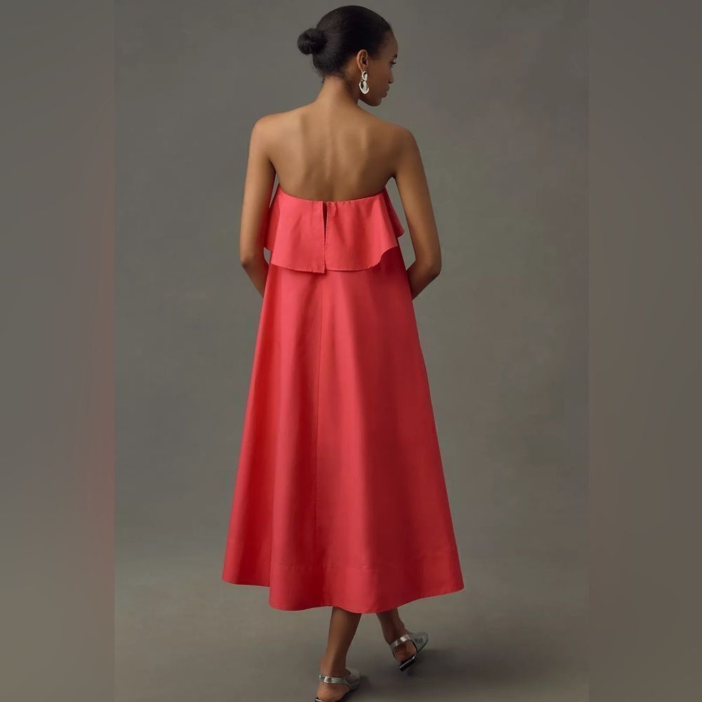 Anthropologie Strapless Flounce A-Line Midi Dress NWT - Picture 2 of 11